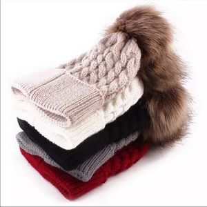 White kid’s Knit Beanie with Pom Pom